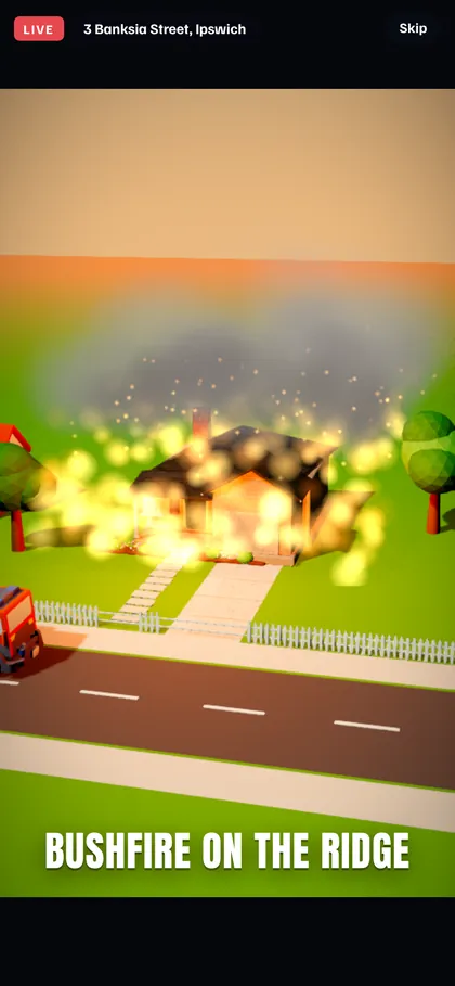 A house in flames: Bushfire on the ridge